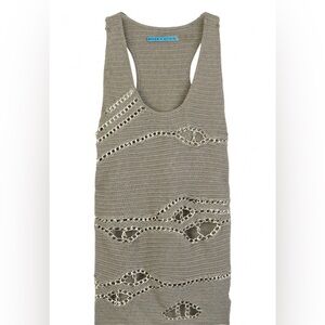 Knit Tank Dress with Silver Chain Detail - Taupe Size Medium